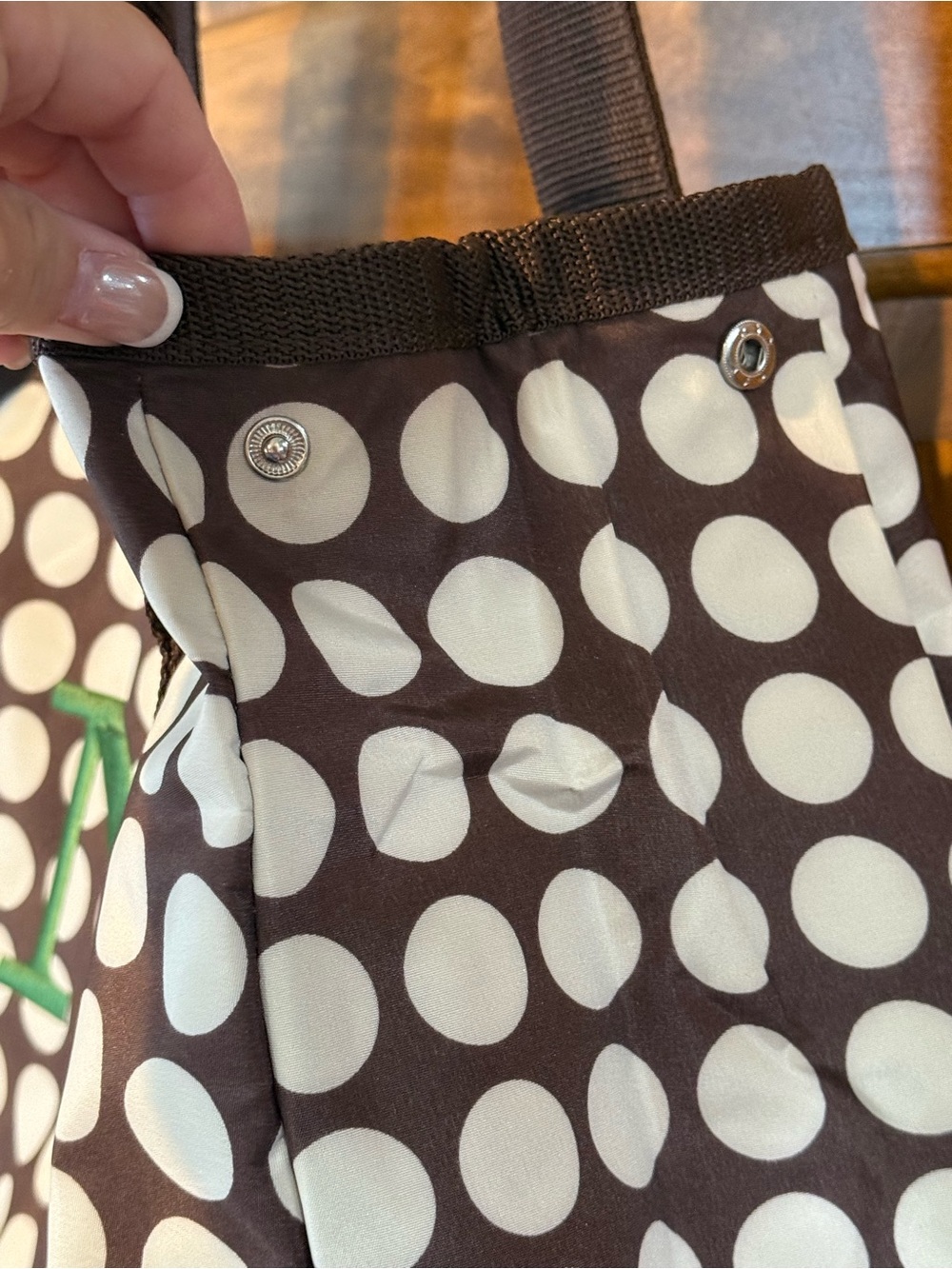 NWT Initials Inc. One Trip Wonder Bag - Brown/White with Green Monogram - Picture 4 of 7